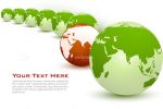 8 Globes in Green and Red with Sample Text